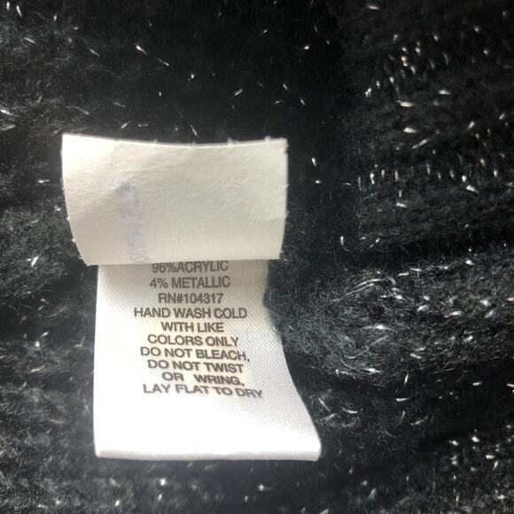 Derek Heart Y2K Cowl Neck Metallic Black Knit Sweater Size M - Picture 10 of 11